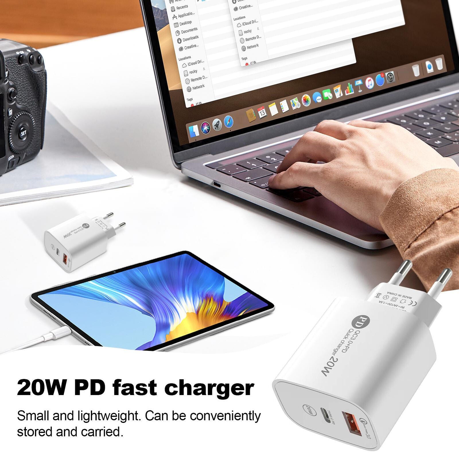 new PD20W USB A and Type C Fast Charging Block Double USB Plug QC3.0 Power Cube koeek - KOEEK