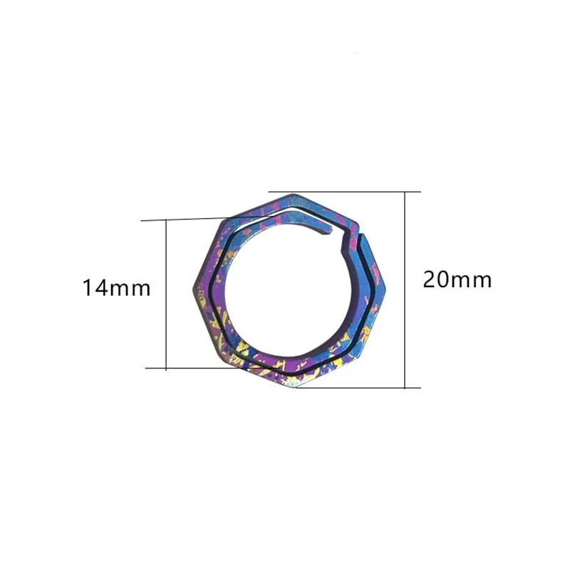 3PCS Outdoor EDC Mini Coloful Titanium Alloy Keychain Concise Octagon Key Ring 07FC0E-D4 - KOEEK