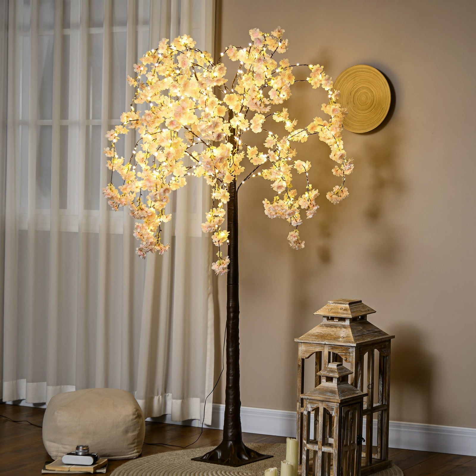 HOMCOM 180cm Cherry Blossom Tree Light with 350 LED Lights Fake Sakura Tree HOMCOM - KOEEK