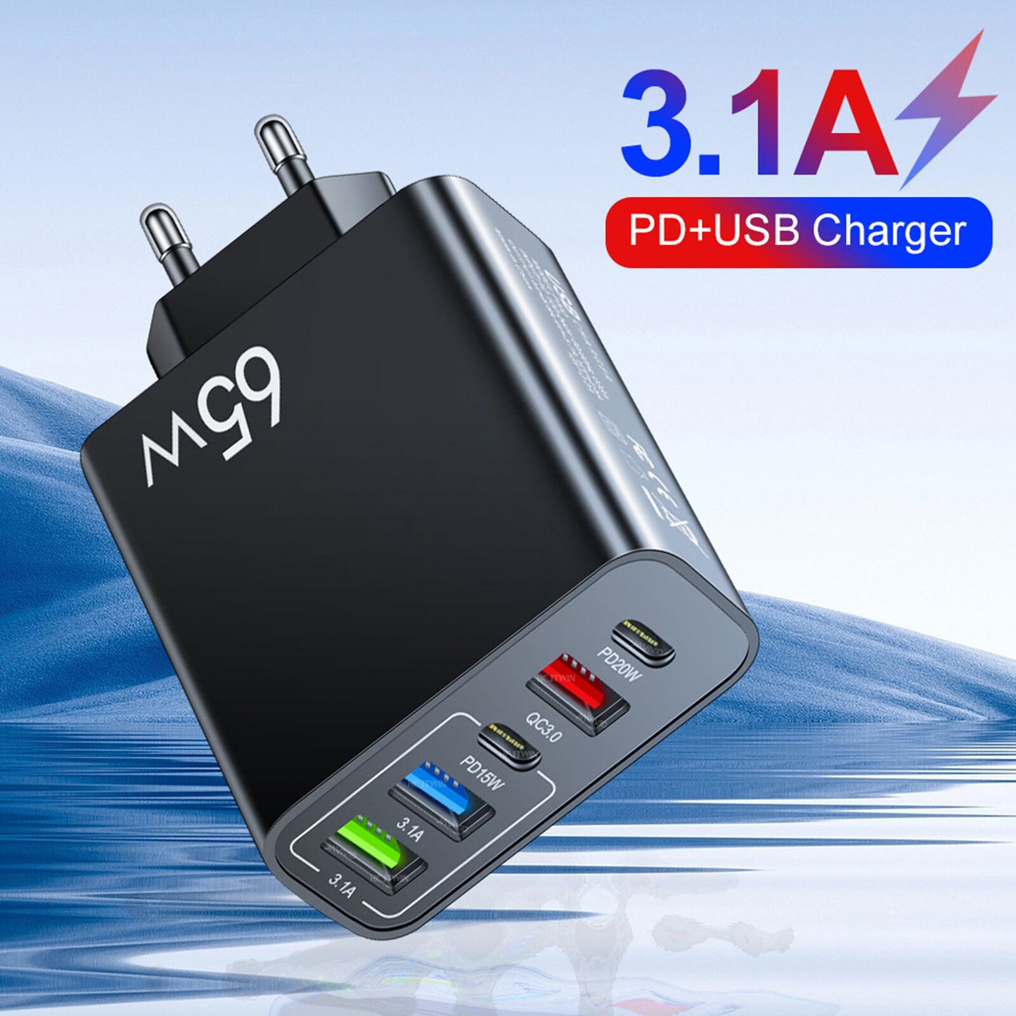 new 65W Charger Fast Charging Station 2type c PD+3USB Lightweight Portable Charger koeek - KOEEK