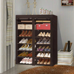 Shoe Rack Storage Organize, 28 Pairs Portable Double Row with Nonwoven 07FC0E-D4 - KOEEK