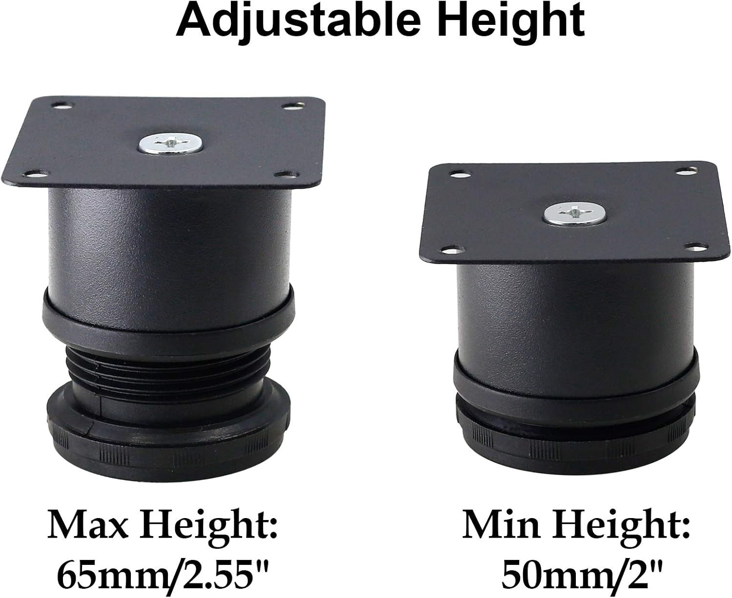 new Set of 4 Stainless Steel Furniture Legs 2 Inch, Adjustable 2 Black