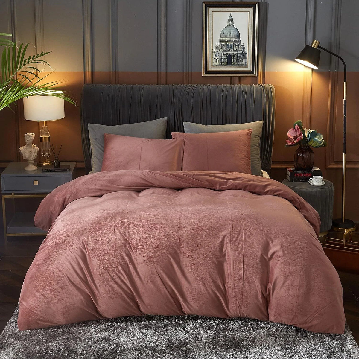 Queen Size Velvet ComforterSet 3 Piece QueenSize VelvetComforter Set BeddingSet