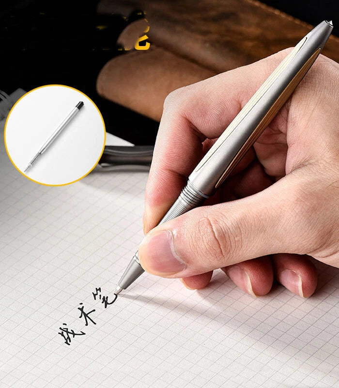 Practical Titanium Pocket Ballpoint Pen Signaturing Working Outdoor EDC Pen 07FC0E-D4 - KOEEK