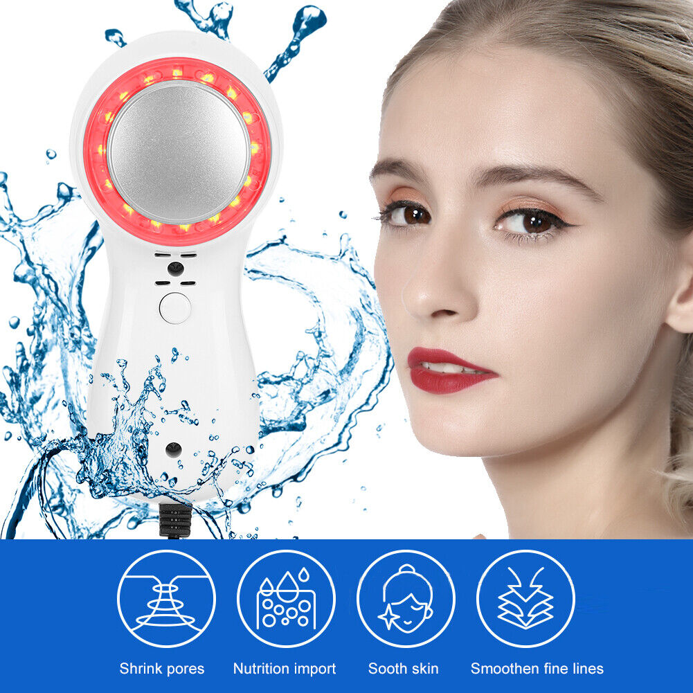 ny Hot Cold Hammer Rød Blå Lys Facial Skin Stram Beauty Machine US Plug 11 ABE