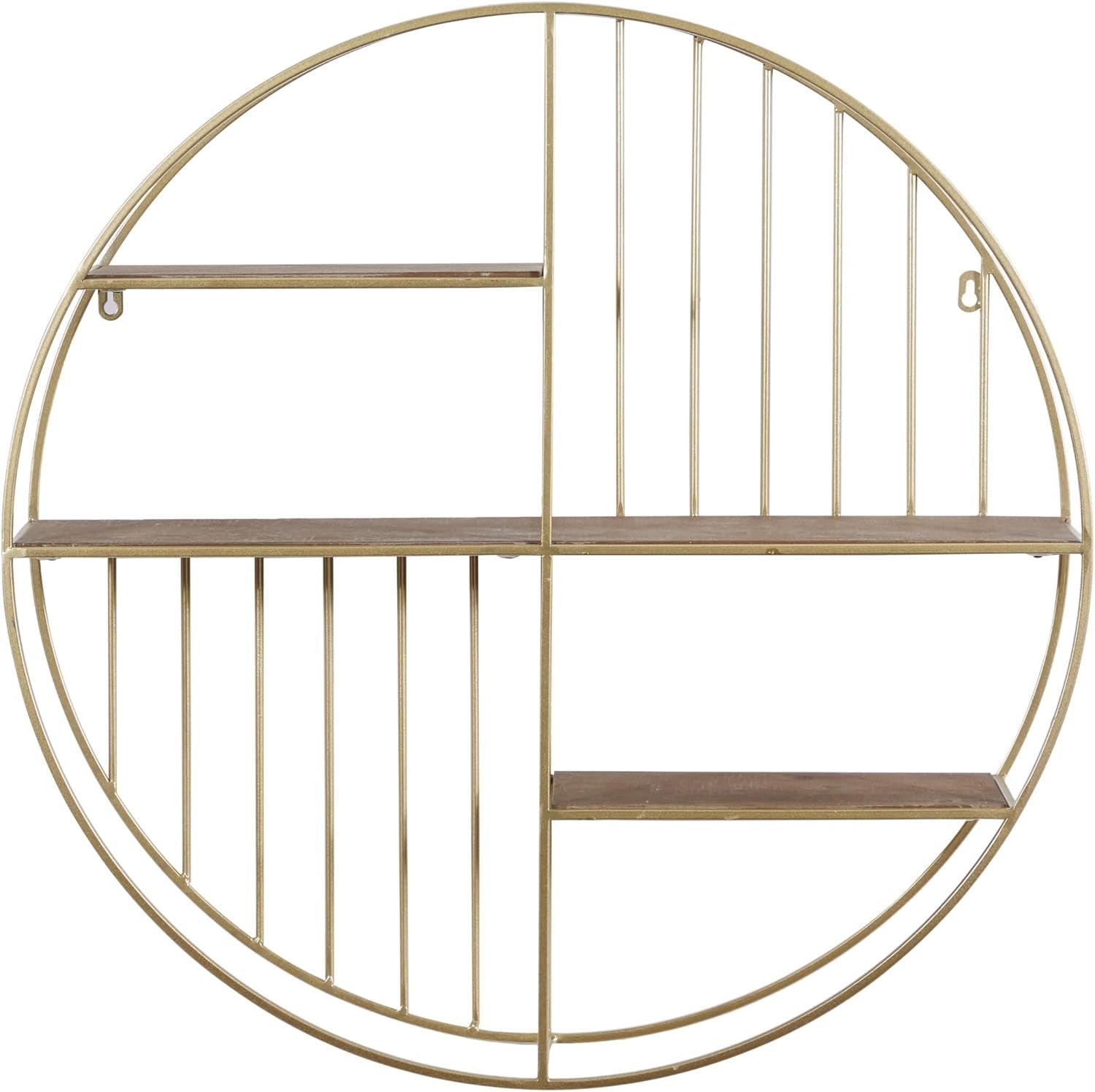 new Deco 79 Metal Geometric Wall Shelf Circle with 3 Wood Shelves and LARGE SIZE DECO 79 - KOEEK