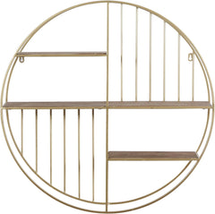 new Deco 79 Metal Geometric Wall Shelf Circle with 3 Wood Shelves and LARGE SIZE DECO 79 - KOEEK
