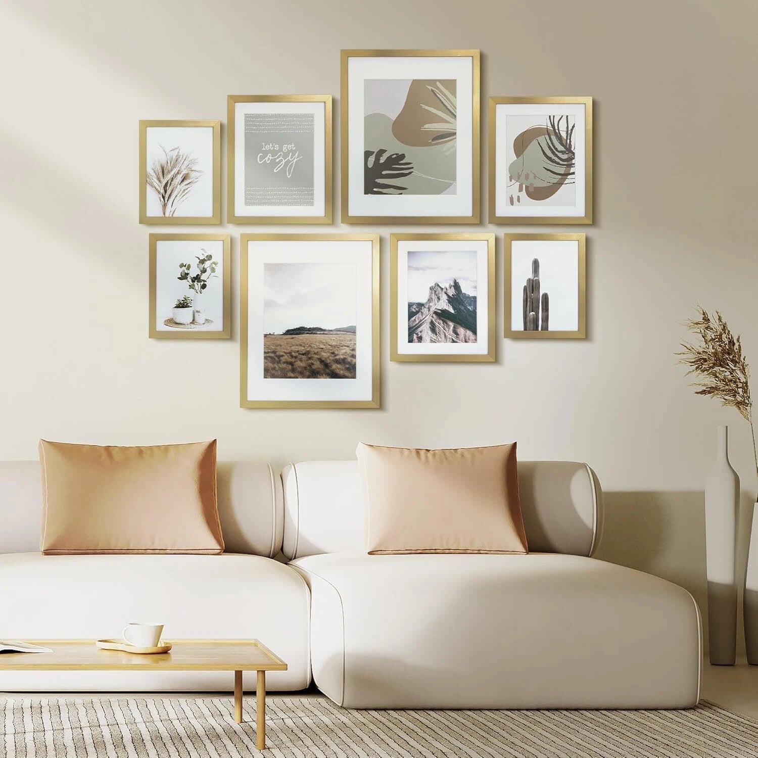 8 Pack Modern Gallery Wall Frame Set, Gold Photo Frame Collage Wall Decoration 07FC0E-D4 - KOEEK