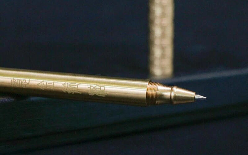 EDC Handmade Retro Solid Brass Golden Cudgel Style Ballpoint Pen Signature Pen 07FC0E-D4 - KOEEK