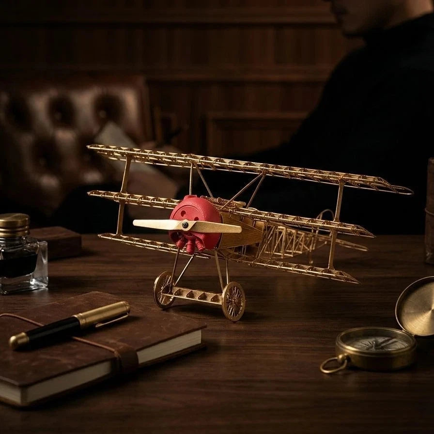 1:48 Copper WWI Fokker Dr.I Triplane Fighter DIY Assembly Aircraft Model 07FC0E-D4 - KOEEK