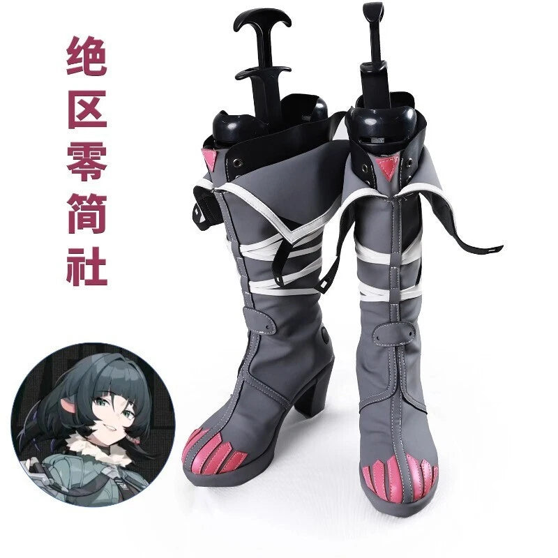 Game Zenless Zone Zero Cosplay Jane Doe Gray Shoes Long Zipper Boots Customized 07FC0E-D4 - KOEEK