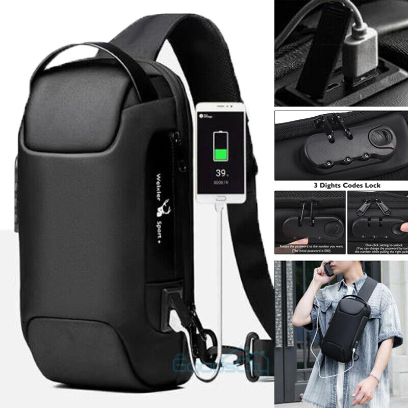 ny Bolso De Hombro Con Puerto USB Para Hombre Casual Mochila Impermeable Antirrobo