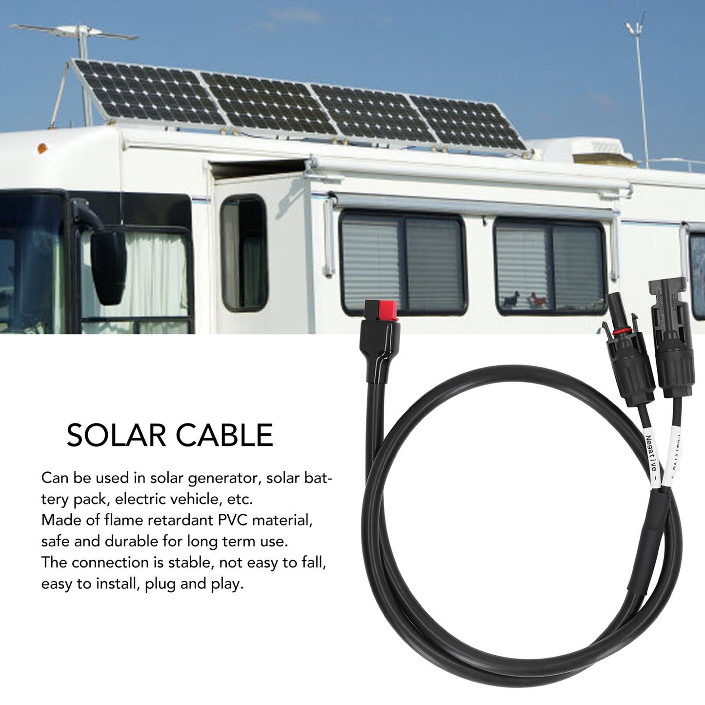 new Solar Panel Extension Cable Connector Photovoltaic Cord 220V For Power Supply koeek - KOEEK