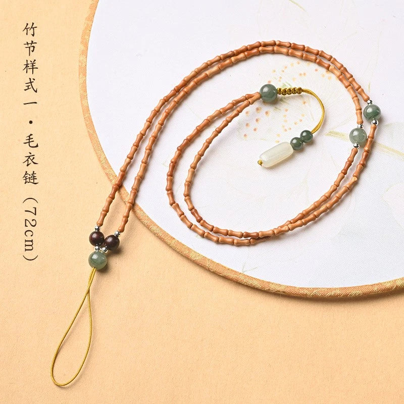 Bamboo Bead Necklace Pendant Cord Chain Adjustable Phone Lanyard Strap 07FC0E-D4 - KOEEK