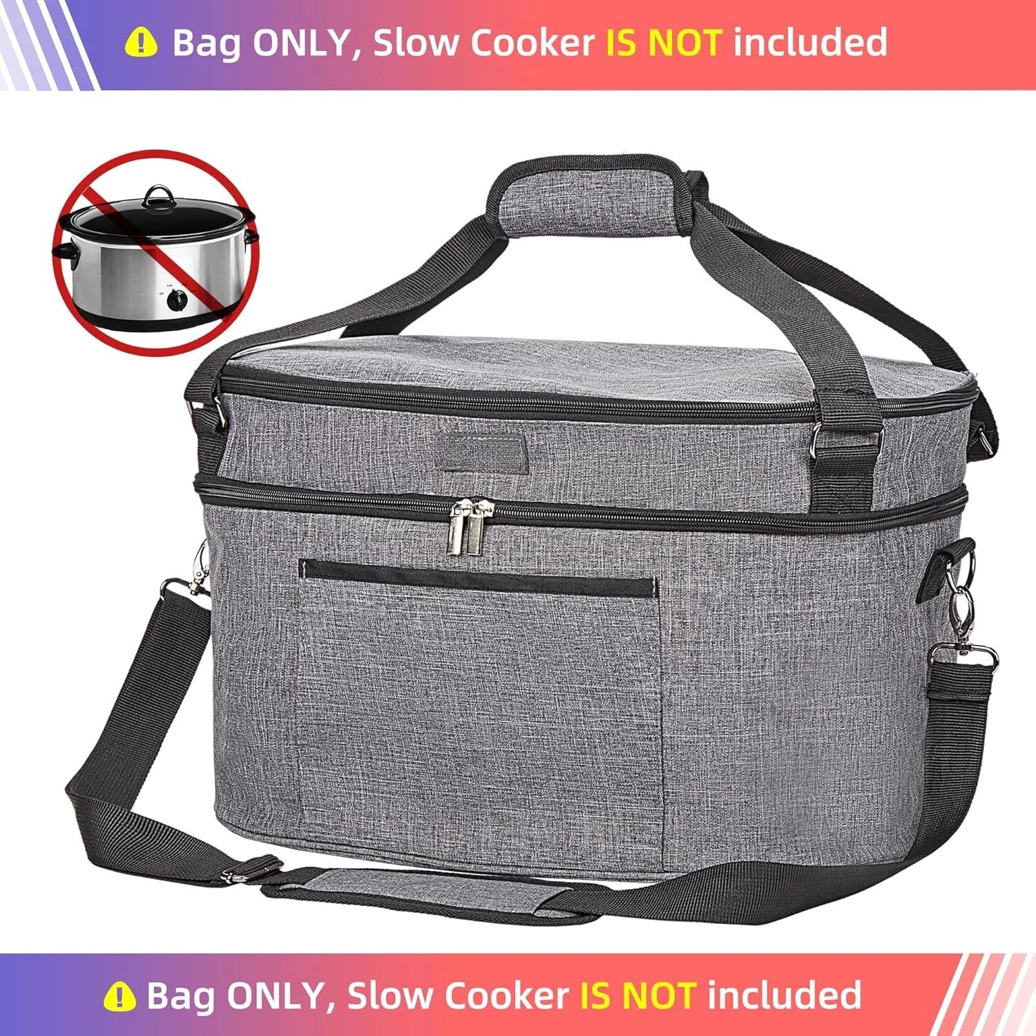 Bag for 6-8 Quart Crock Pot with Zippered Compartment Carrying Case 07FC0E-D4 - KOEEK