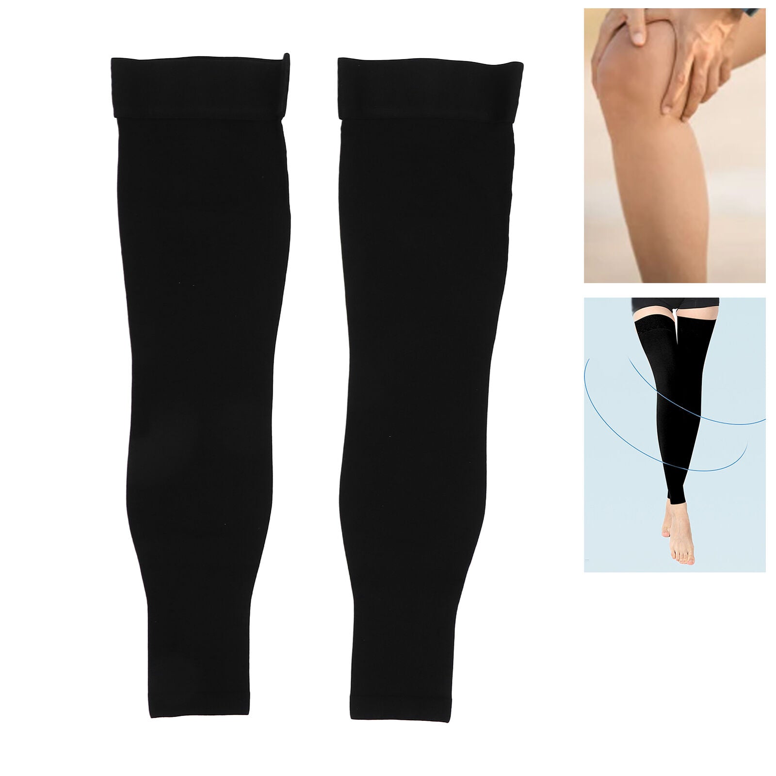 new Thigh High Compression Stockings 2332 MmHg NonSlip Toeless Leg Sleeves (L ) HGF koeek - KOEEK