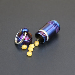 EDC Titanium Pill Holder Case Organizer Container Portable Waterproof Keychain 07FC0E-D4 - KOEEK