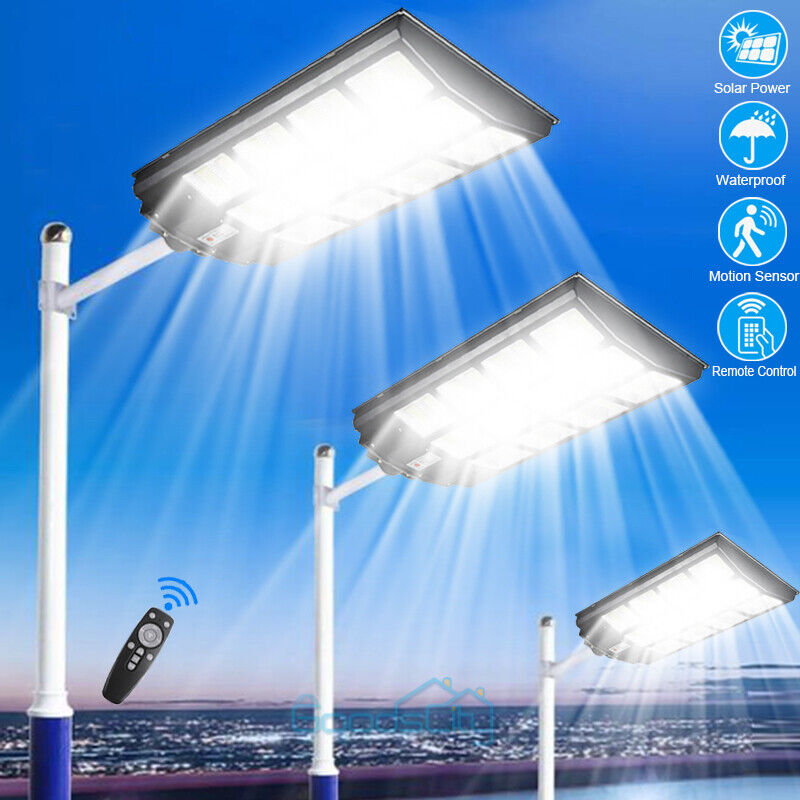 ny 2000W kommerciel Solar Street Flood Light Udendørs Dusk to Dawn vejlampe + stang