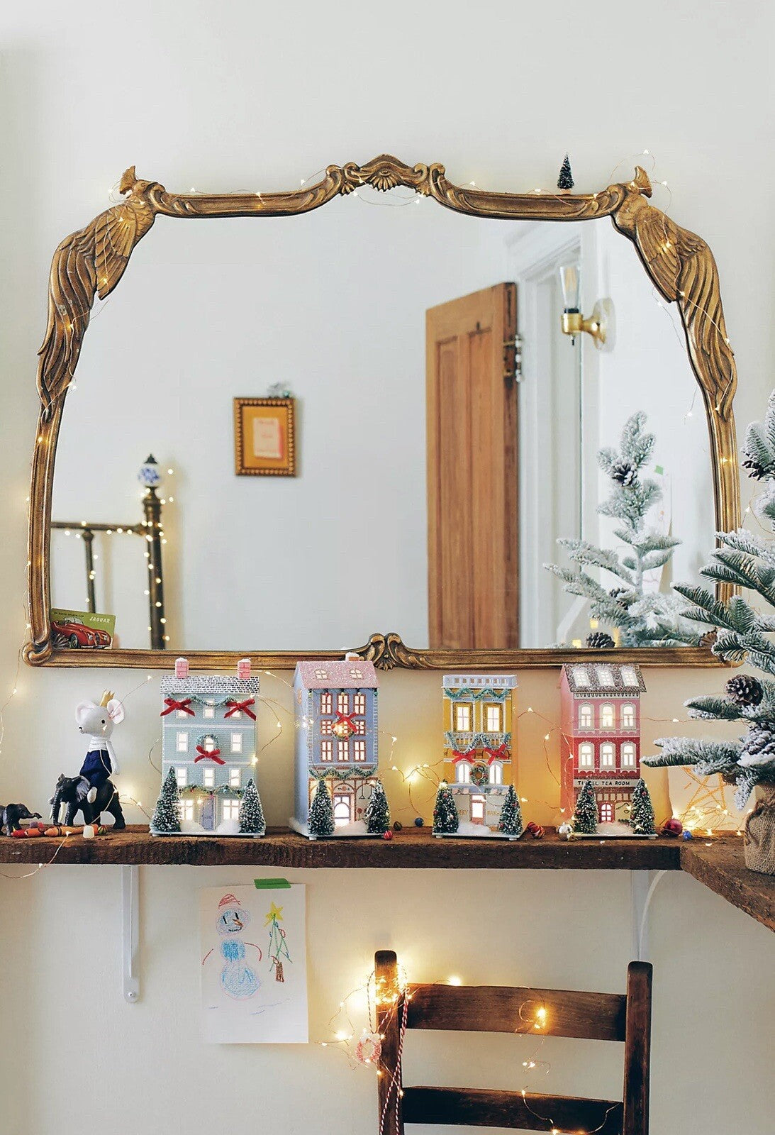 Anthropologie George & Viv Light-Up Holiday Village Townhouse Mint House Green ANTHROPOLOGIE - KOEEK