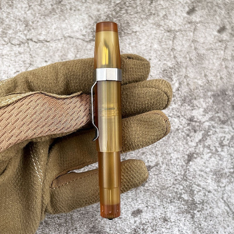 1PC EDC Imported PEI Amber Fountain Pen Octagonal Portable Office Business Pen 07FC0E-D4 - KOEEK