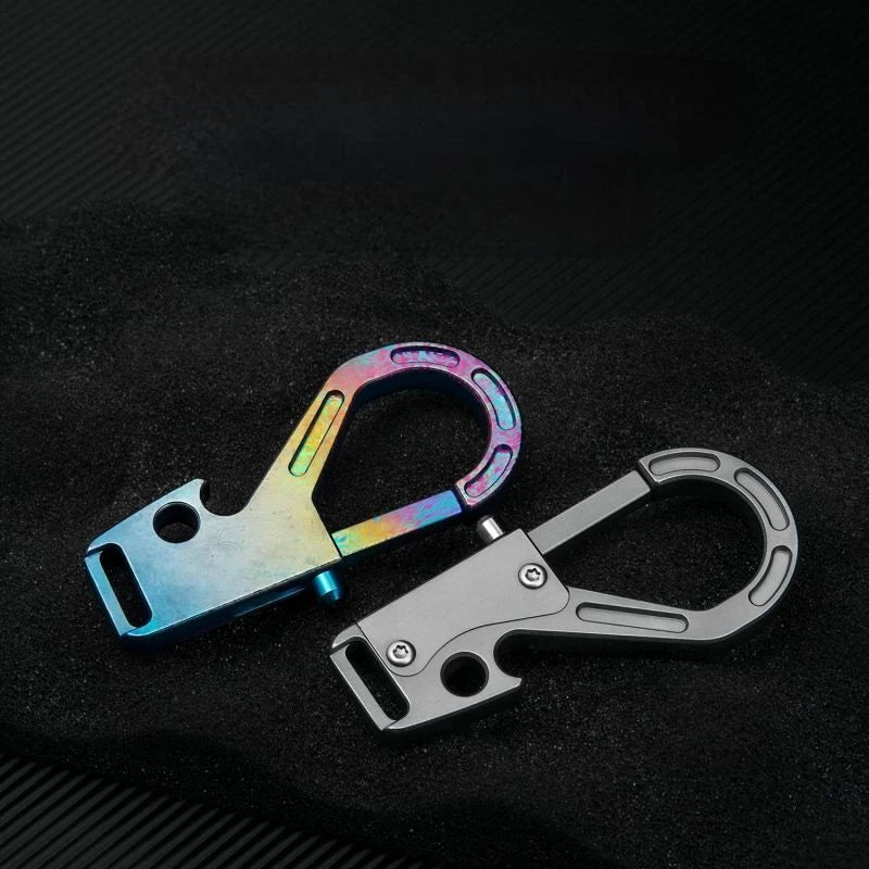 1PC Titanium Carabiner Keychain Clip EDC Car Key Chain Holder with Bottle Opener 07FC0E-D4 - KOEEK