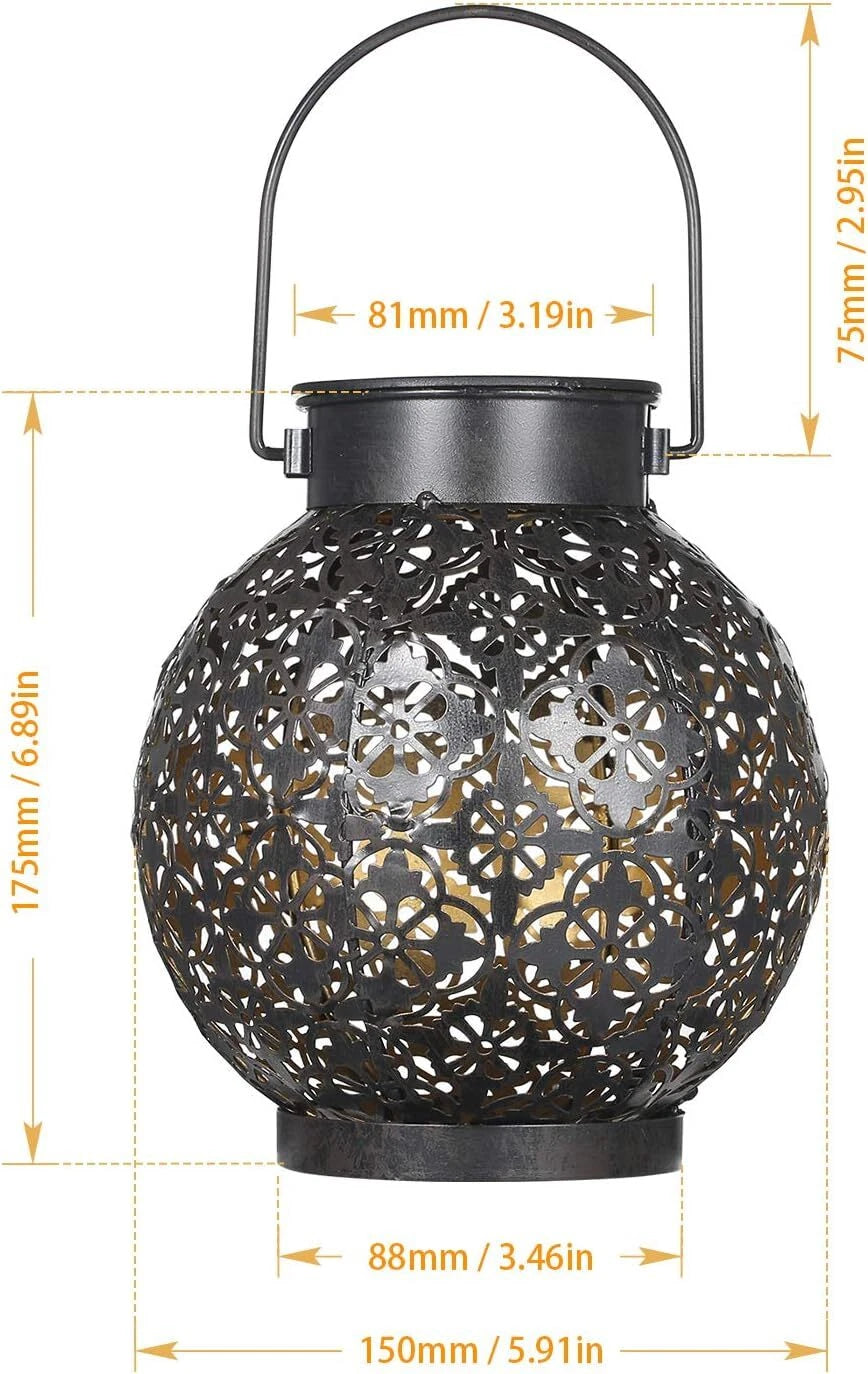 Solar Lanterns Outdoor Hanging Solar Lights Decorative Garden Lights (2 Pack) 07FC0E-D4 - KOEEK
