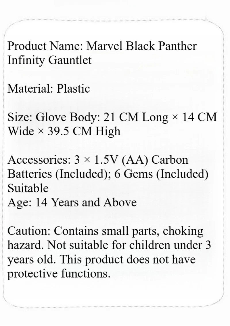 Black Panther Infinity Gauntlet Articulated Light-Up Sound Effects Cosplay Prop 07FC0E-D4 - KOEEK