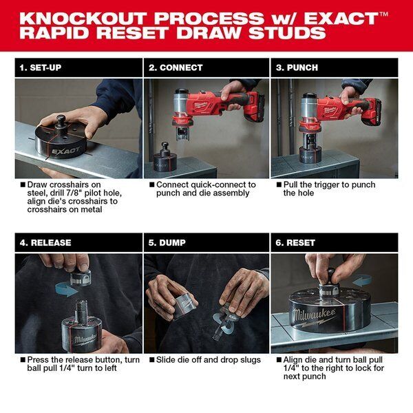 nyt Milwaukee Tool 2676-23 M18 Force Logic 10 Ton Knockout Tool til 4" sæt