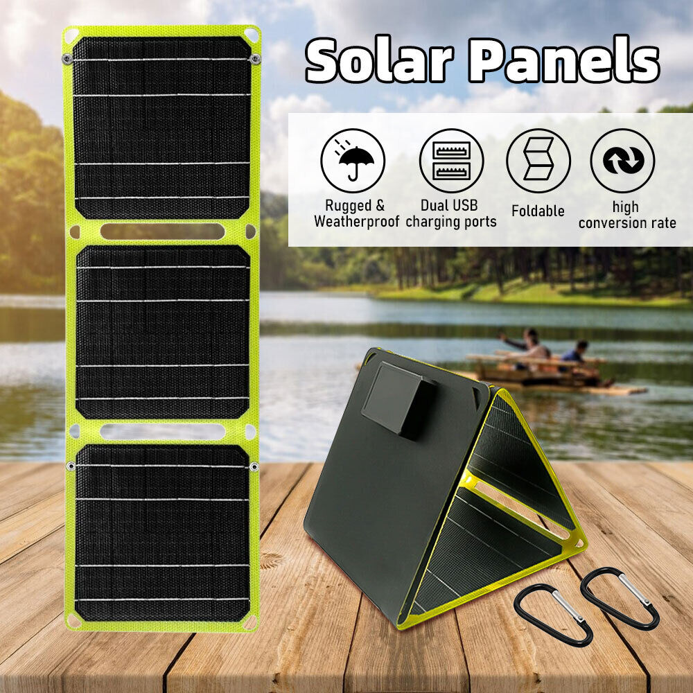 ny 50W Solcellepanel ETFE Folding Power Bank USB Lader Utendørs Camping Fottur Telefon