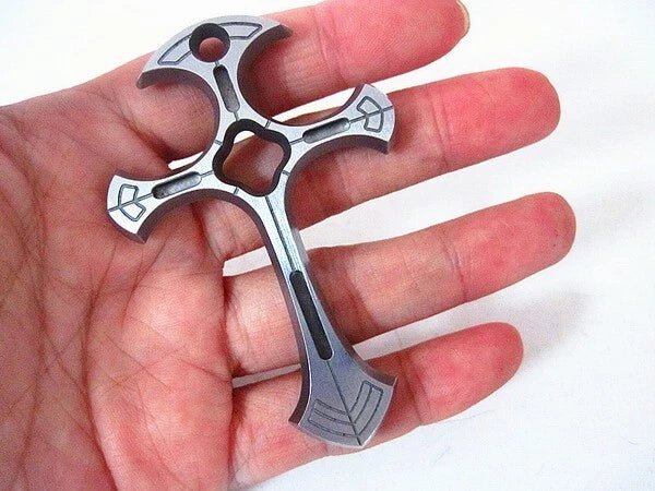 Hot High Chromium Steel Cross Keychain Necklace Men's Decorative Pendant EDC 07FC0E-D4 - KOEEK