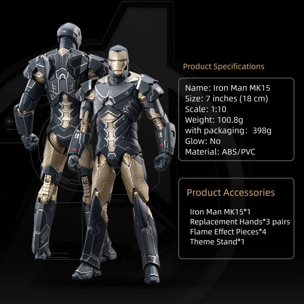 ZD Toys Marvel Iron Man Mark 15 MK15 1/10 Scale 7" Action Figure Model Collector MARVEL - KOEEK
