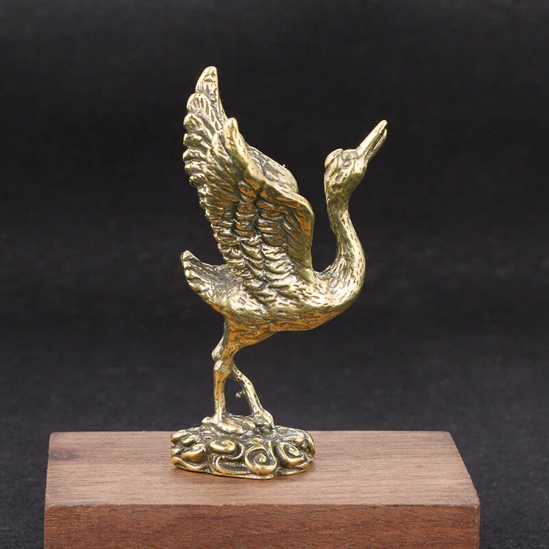 Solid Brass Crane Figurine Small Statue Home Ornament Figurines Animal Gifts Toy 07FC0E-D4 - KOEEK