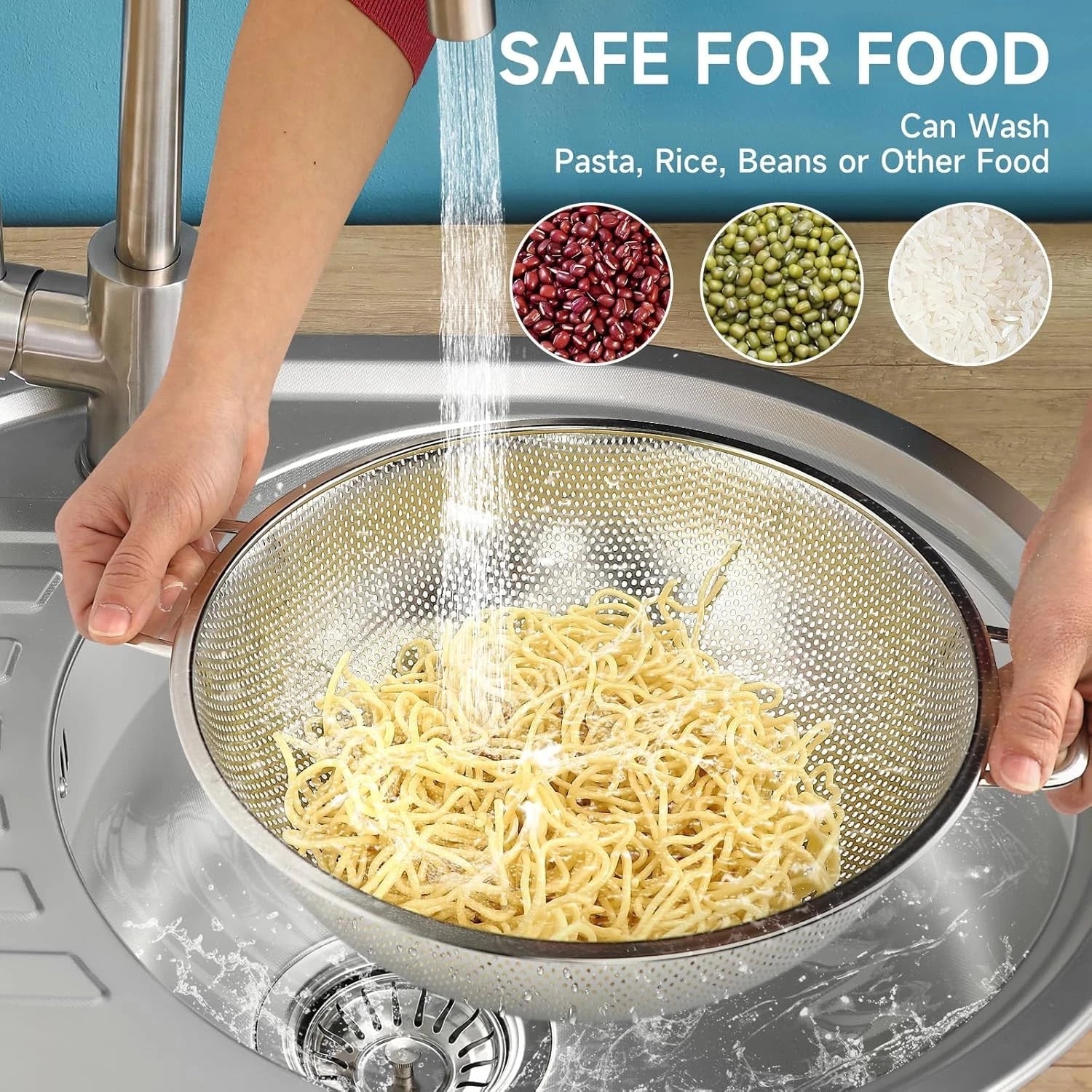 Kitchen strainer, 5 liters, stainless steel strainer with handle 07FC0E-D4 - KOEEK