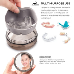 new Denture Case, Definitely No-Leak Portable Retainer Case Bath Black 07FC0E-D4 - KOEEK