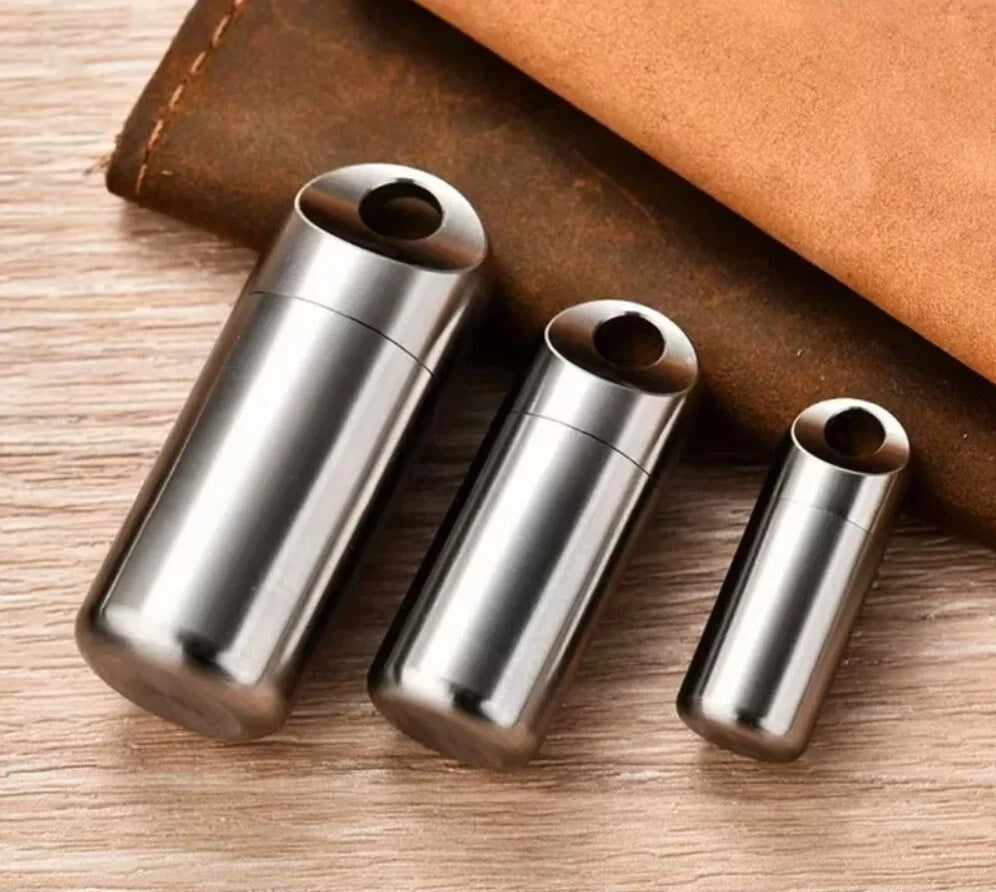 Titanium Waterproof Pill Holder Case Organizer Container Portable Keychain EDC 07FC0E-D4 - KOEEK