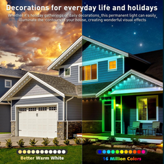 100Ft Permanent Outdoor Lights,For House Roof, Christmas, Holiday, Party, Daily 07FC0E-D4 - KOEEK