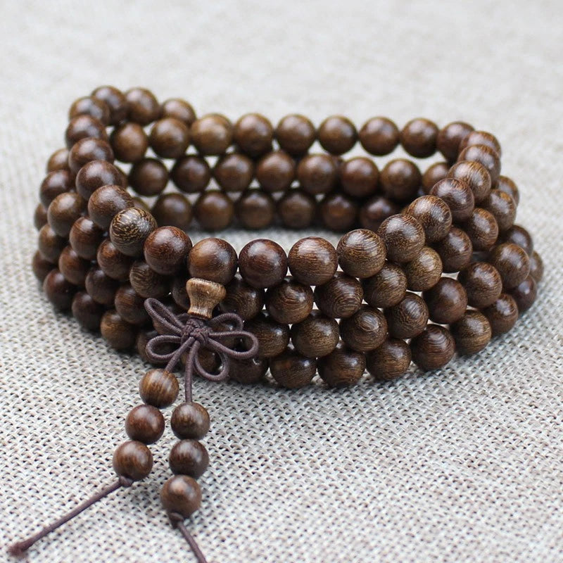 1Pc Golden Sandalwood Buddha Bead Hand String Exquisite Ornament Bracelets 07FC0E-D4 - KOEEK