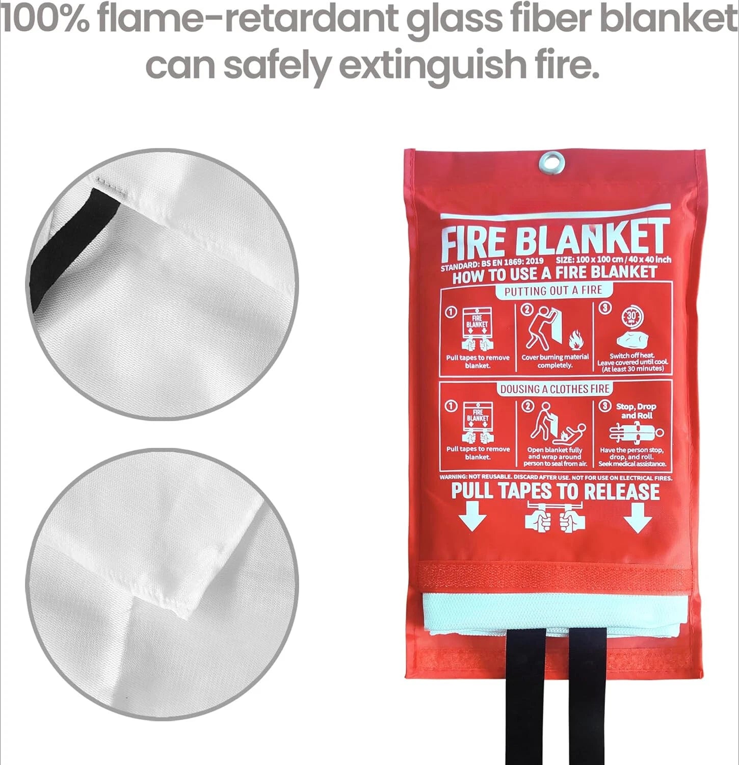 Fire Blanket for Home and Kitchen,40" x 40",4 Pack,Emergency Fire Blanket 07FC0E-D4 - KOEEK
