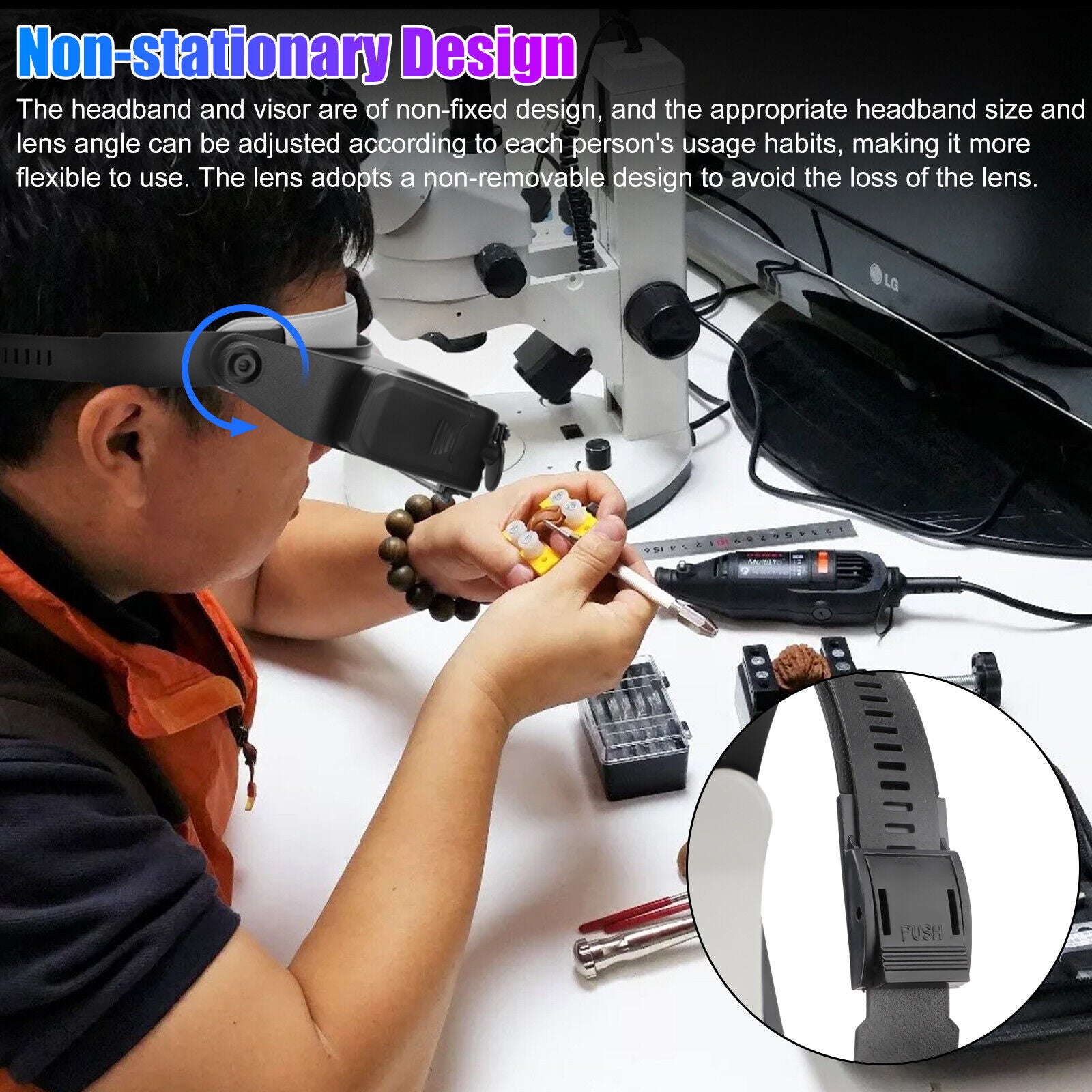 LED Jeweler Head Headband Magnifier Illuminated Visor Magnifying Glasses 3 Lens koeek - KOEEK