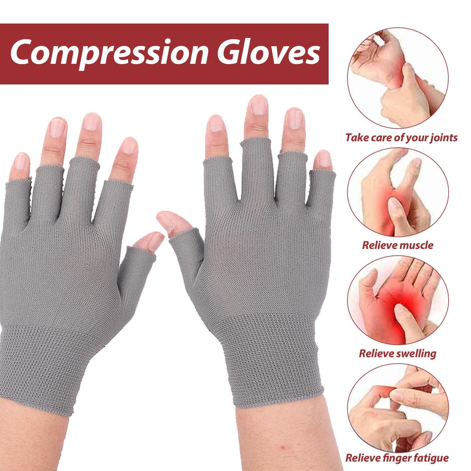 new Compression Gloves for Carpal Tunnel Fingerless Half Typing Open-Finger Gloves koeek - KOEEK