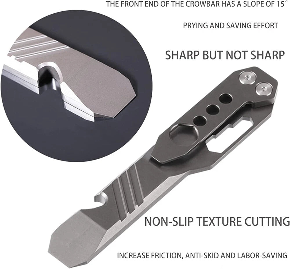 Titanium Crowbar Pry Bar Screwdriver Bottle Opener Multi Tool EDC Outdoor Wrench 07FC0E-D4 - KOEEK