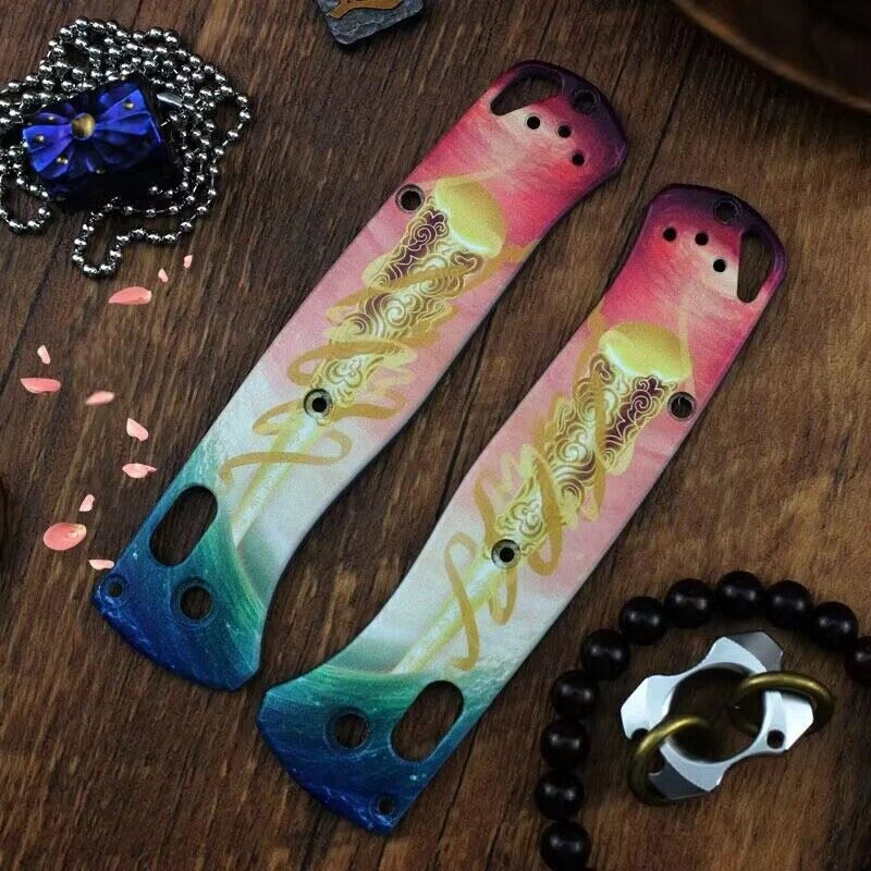 1 Pair Titanium Alloy Grip Handle Scales for Benchmade Bugout 535 Folding Knife 07FC0E-D4 - KOEEK
