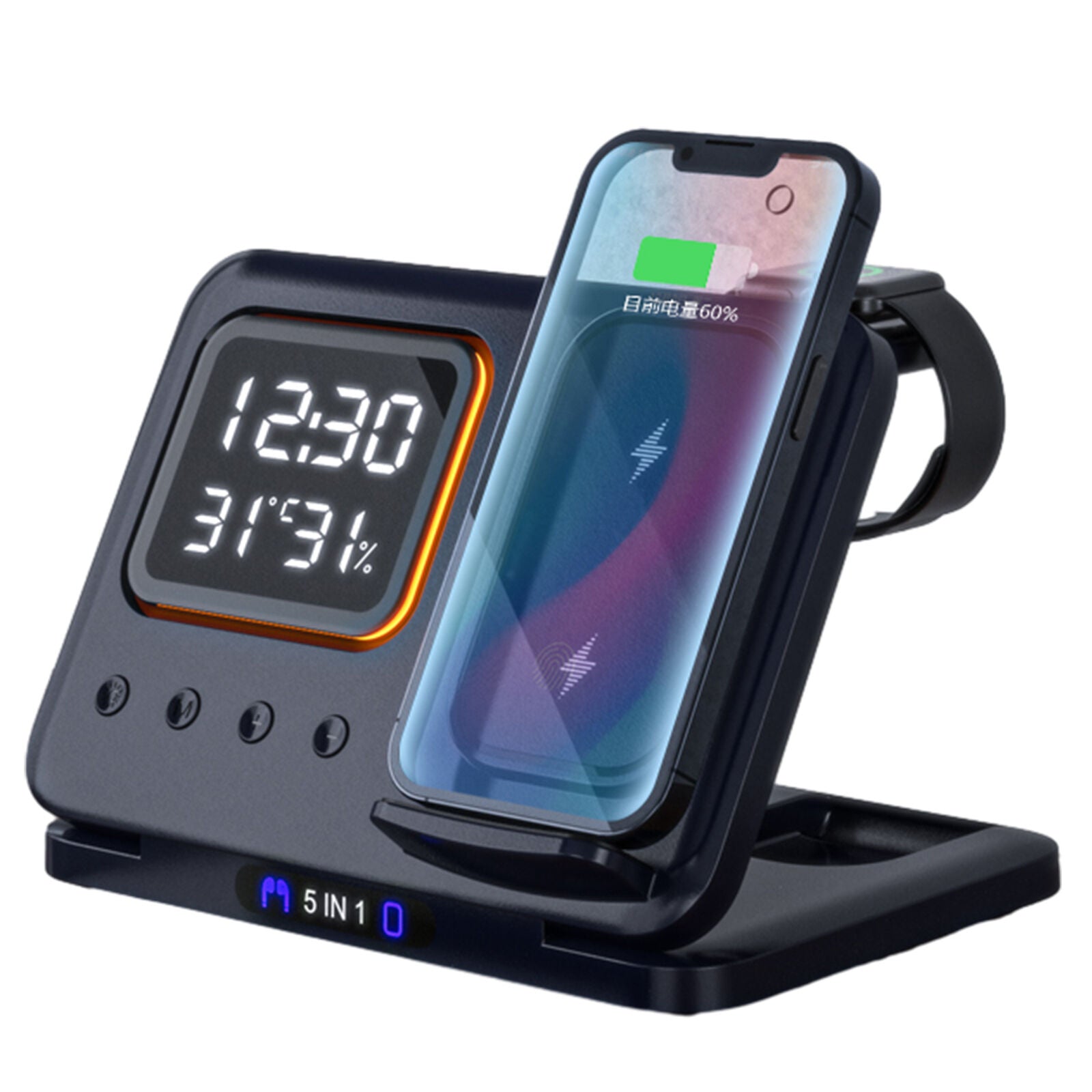 new Wireless Charging Station Foldable Wireless Charger Station Temperature Display koeek - KOEEK