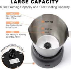 Detachable Milk Frother, 17 oz Stainless Steel Electric Milk Steamer. 07FC0E-D4 - KOEEK