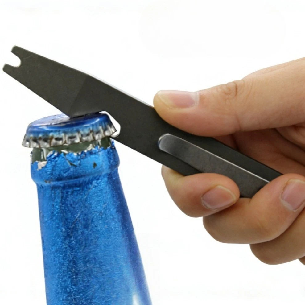 Minimalist TC4 Titanium alloy Pry Bar - with Bottle Opener Multi Tool Back clip 07FC0E-D4 - KOEEK