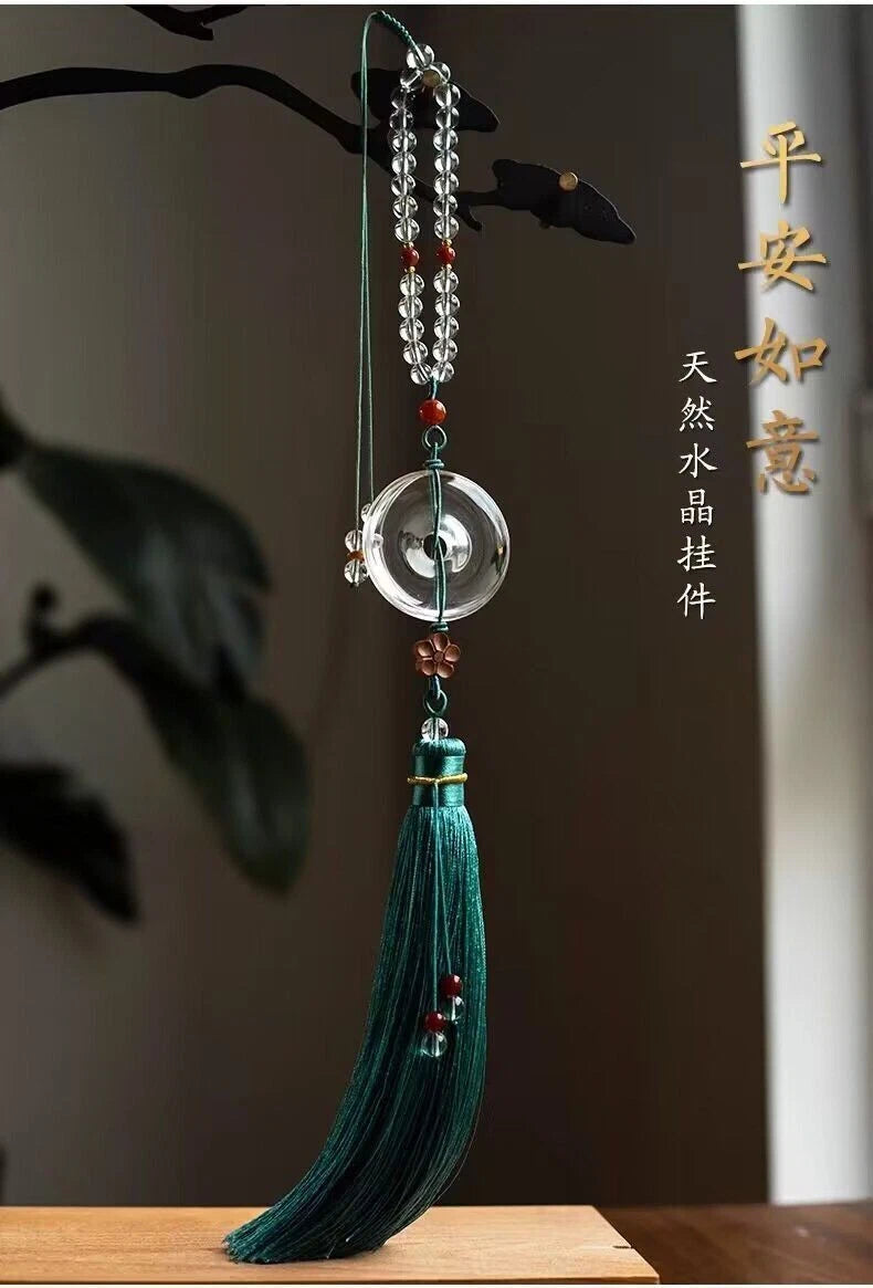 Natural Crystal Safe Travel Coin Car Hanging Pendant Amulet Good Luck Decoration 07FC0E-D4 - KOEEK