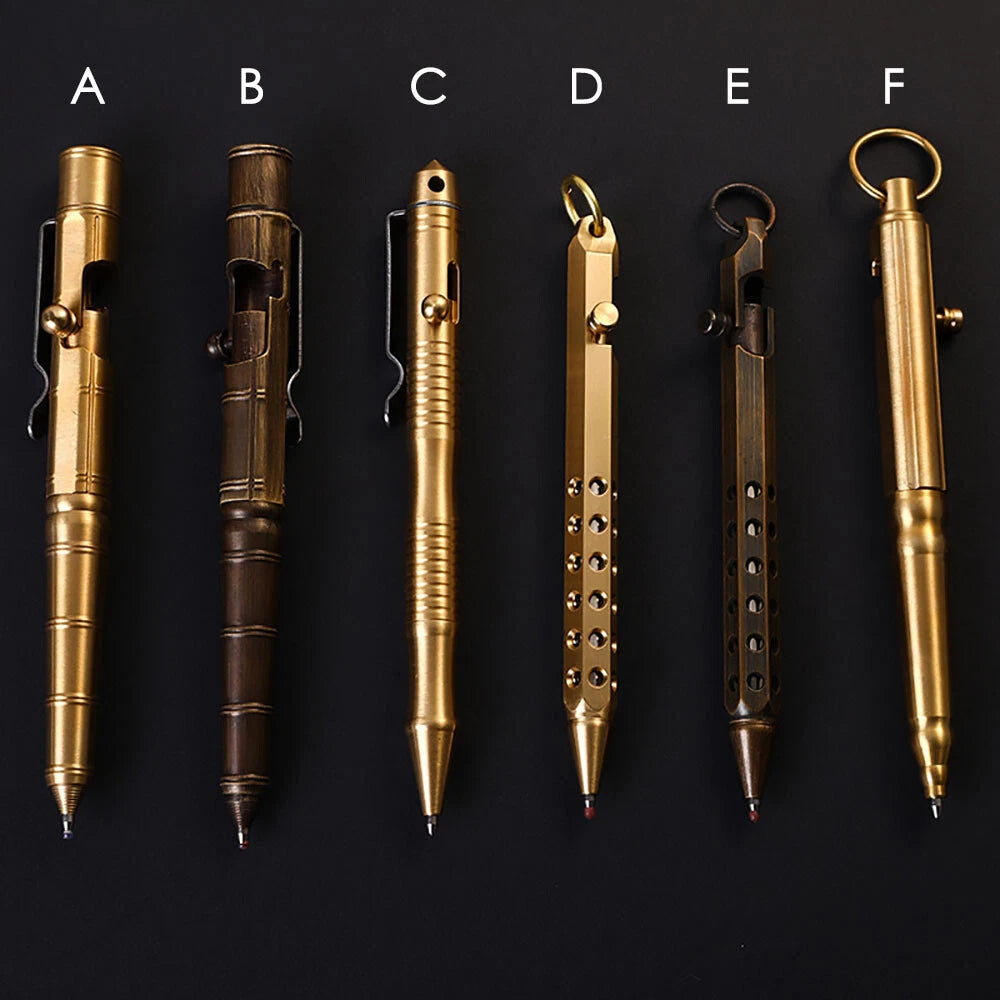 Quality Solid Brass Bolt Action Ball Point Pen Copper Art Craft Pocket EDC Gift 07FC0E-D4 - KOEEK