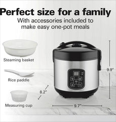 Digital Programmable Rice Cooker and Food Steamer, Stainless Steel 07FC0E-D4 - KOEEK