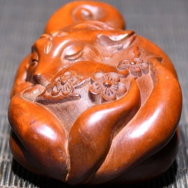 Boxwood Wood Carved Figurine 7cm Handheld Worry Piece Pocket Charm Car Pendant 07FC0E-D4 - KOEEK