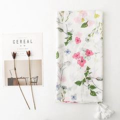 Women White Garden Floral Stole Scarf Summer Spring Soft Breathable Thin Shawl 07FC0E-D4 - KOEEK